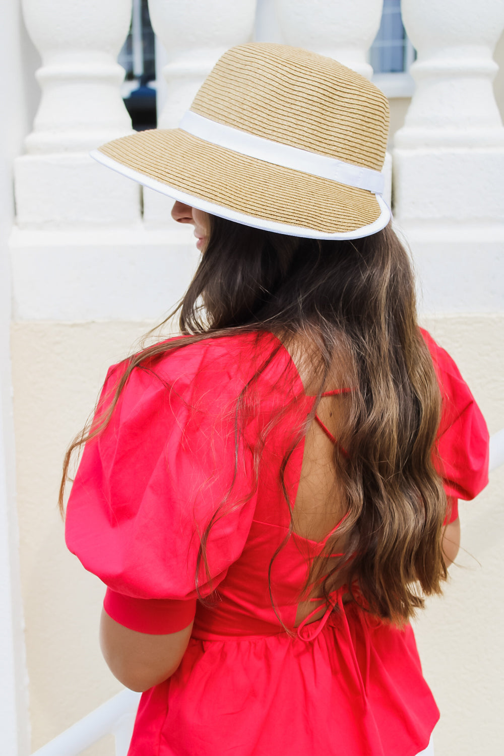 The Victoria Paper Braid Backless Hat - White | Makk Fashions