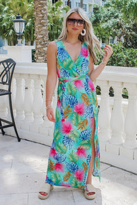 Time For Adventure Tropical Maxi Dress - Jade/Orange | Makk Fashions