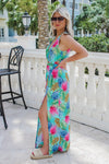Time For Adventure Tropical Maxi Dress - Jade/Orange | Makk Fashions