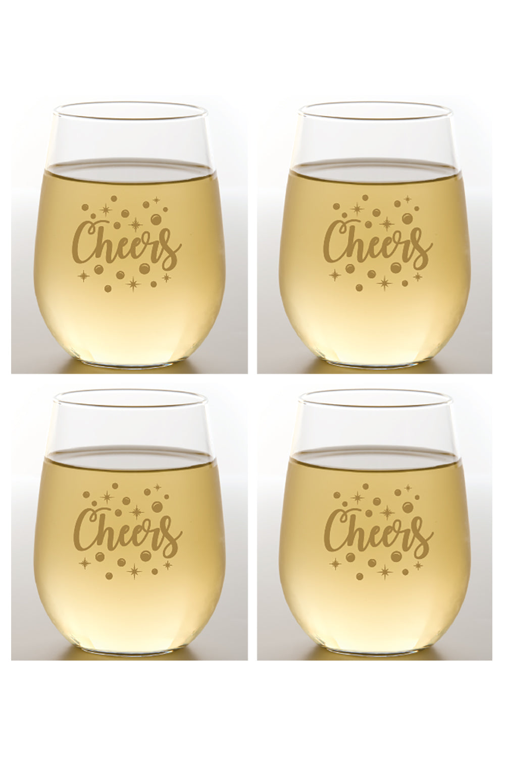 Cheers Gold Shatterproof Designer Wine Glasses - 4 Pack
