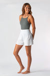 Lotus & Luna: White Cotton Shorts | Makk Fashions