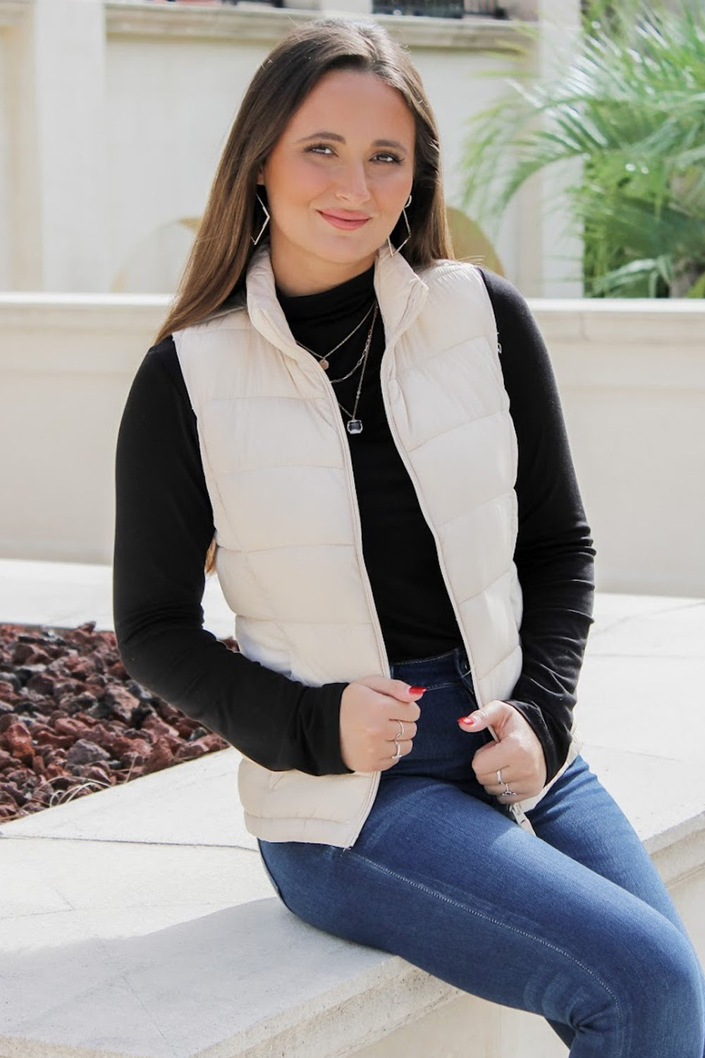 Winter Wonderland Padded Puffer Vest - Cream | Makk Fashions