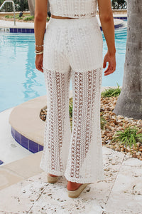 Yacht Days Ahead Crochet Wide Leg Pants - White | Makk Fashions