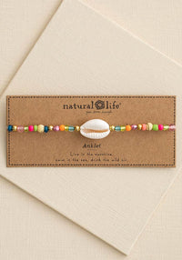 Beaded Charm Anklet Shell - Natural Life